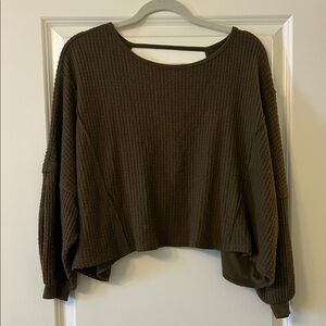 We The Free Olive Waffle Open Back Crop xs